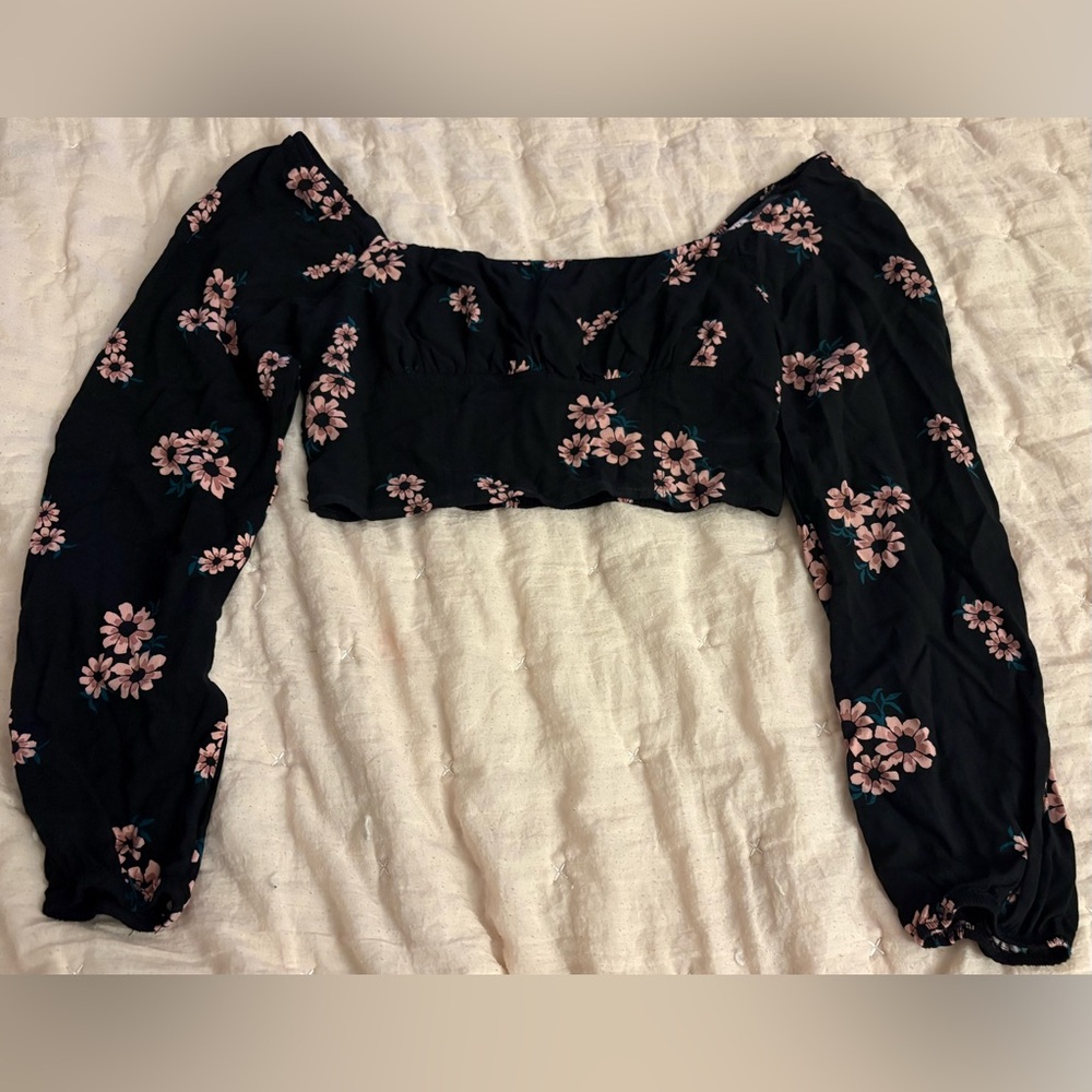 Wild Fable Low Cut Floral Crop Top